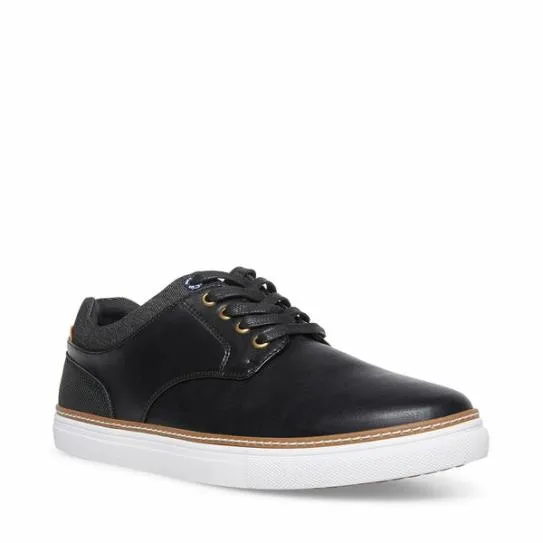 Men039s GULLY BLACK Black Leather Steve Madden Sneakers Men039s GULLY BLACK Black Leather Steve Madden Sneakers