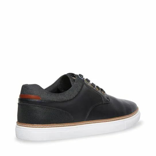 Men039s GULLY BLACK Black Leather Steve Madden Sneakers Men039s GULLY BLACK Black Leather Steve Madden Sneakers