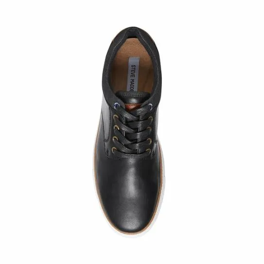 Men039s GULLY BLACK Black Leather Steve Madden Sneakers Men039s GULLY BLACK Black Leather Steve Madden Sneakers