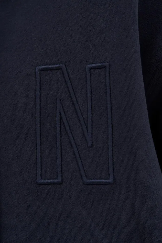 Men Arne Relaxed Fleece N Logo Hoodie Dark Navy Norse Projects Sweatshirts