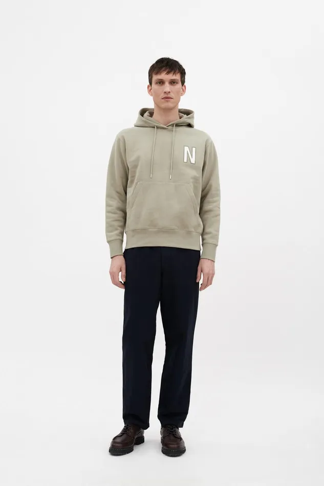 Men Arne Relaxed Organic Brushed Fleece Large N Hoodie Clay Norse Projects Sweatshirts
