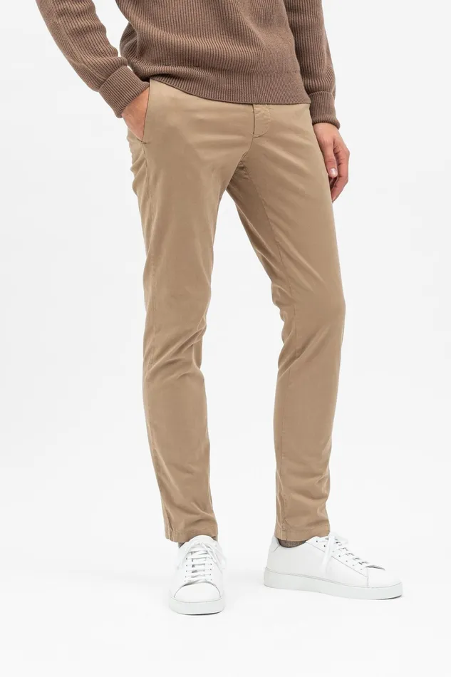 Men Aros Slim Italian Brushed Twill Chino Utility Khaki Norse Projects Trousers