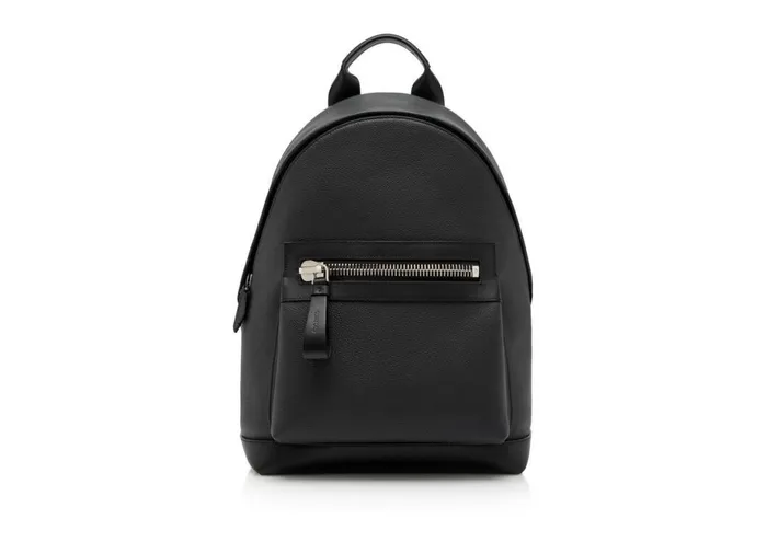 Men Backpacks Tom Ford Grain Leather Buckley Backpack Midnight Blue Black