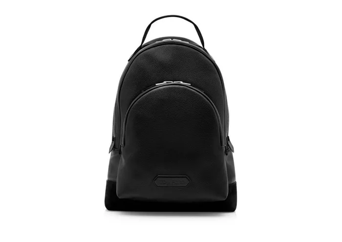 Men Backpacks Tom Ford Grain Leather Soft Backpack Black
