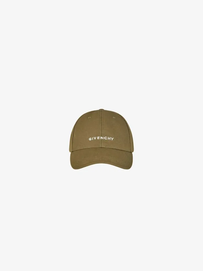 Men Beanies and Caps Givenchy GIVENCHY Embroidered Cap In Rip And Repair Cotton Dark Khaki