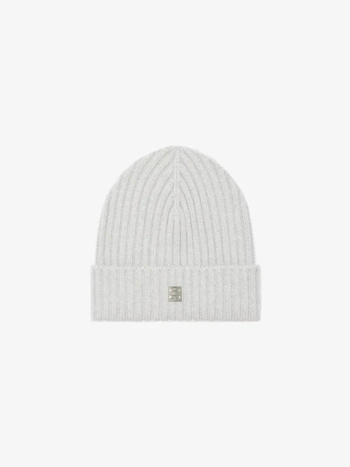 Men Beanies and Caps Givenchy Ribbed Beanie In Wool And Cashmere With 4G Detail Light Grey