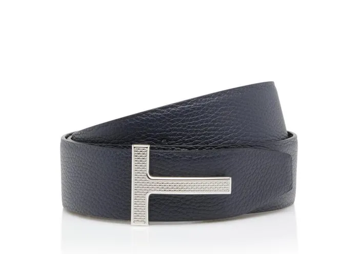 Men Belts Tom Ford Grain Leather Textured Buckle T Belt