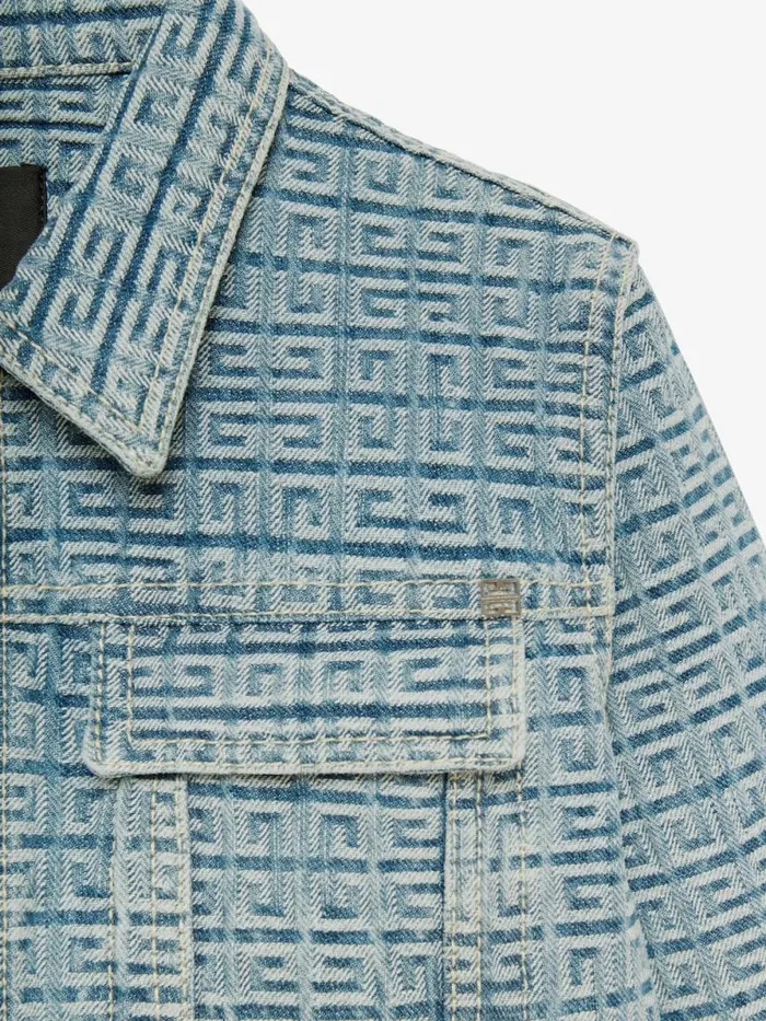 Men Boy 4 To 12 Years Givenchy Jacket In 4G Denim Mineral Blue Men Boy 4 To 12 Years Givenchy Jacket In 4G Denim Mineral Blue