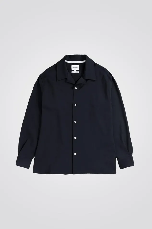 Men Carsten Light Wool LS Shirt Dark Navy Norse Projects Shirting