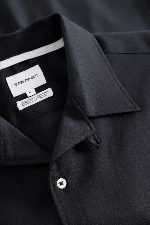 Men Carsten Light Wool LS Shirt Dark Navy Norse Projects Shirting