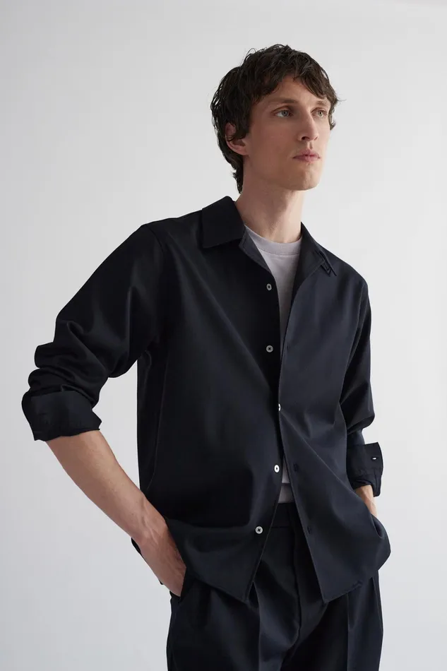 Men Carsten Light Wool LS Shirt Dark Navy Norse Projects Shirting