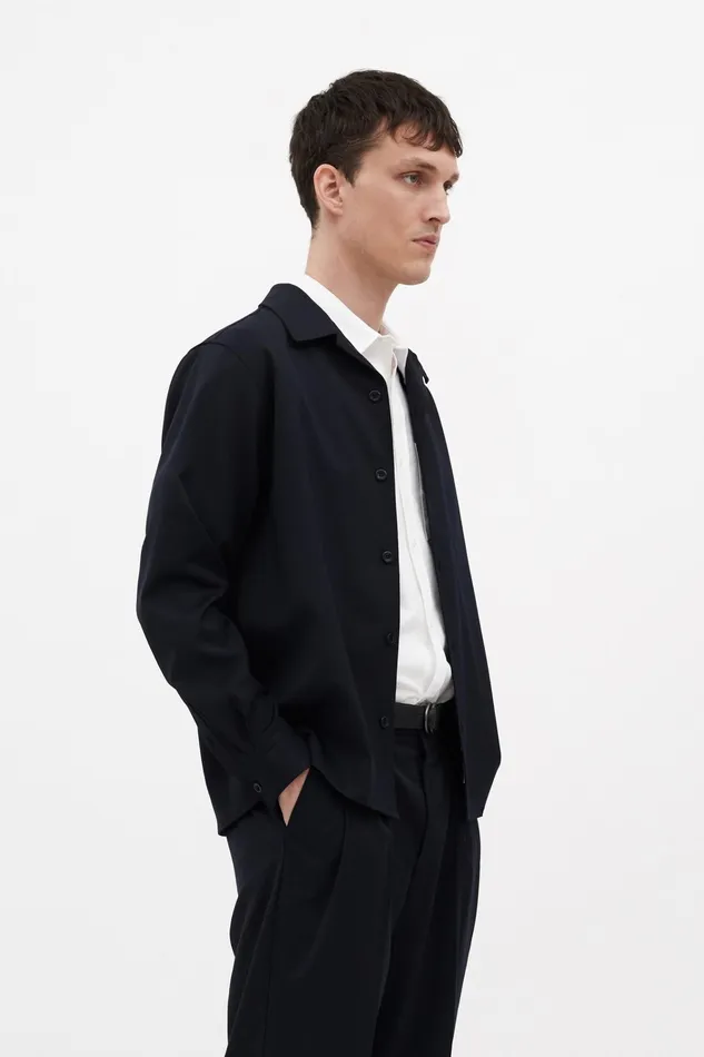 Men Carsten Light Wool LS Shirt Dark Navy Norse Projects Shirting