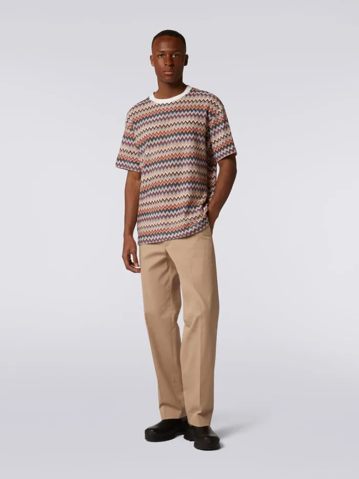 Men Cotton And Viscose Chevron CrewNeck TShirt White Missoni Polos and Tshirts Men Cotton And Viscose Chevron CrewNeck TShirt White Missoni Polos and Tshirts