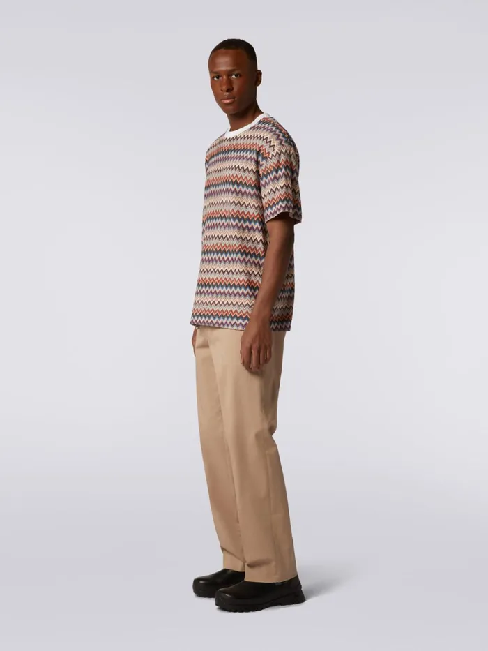 Men Cotton And Viscose Chevron CrewNeck TShirt White Missoni Polos and Tshirts Men Cotton And Viscose Chevron CrewNeck TShirt White Missoni Polos and Tshirts