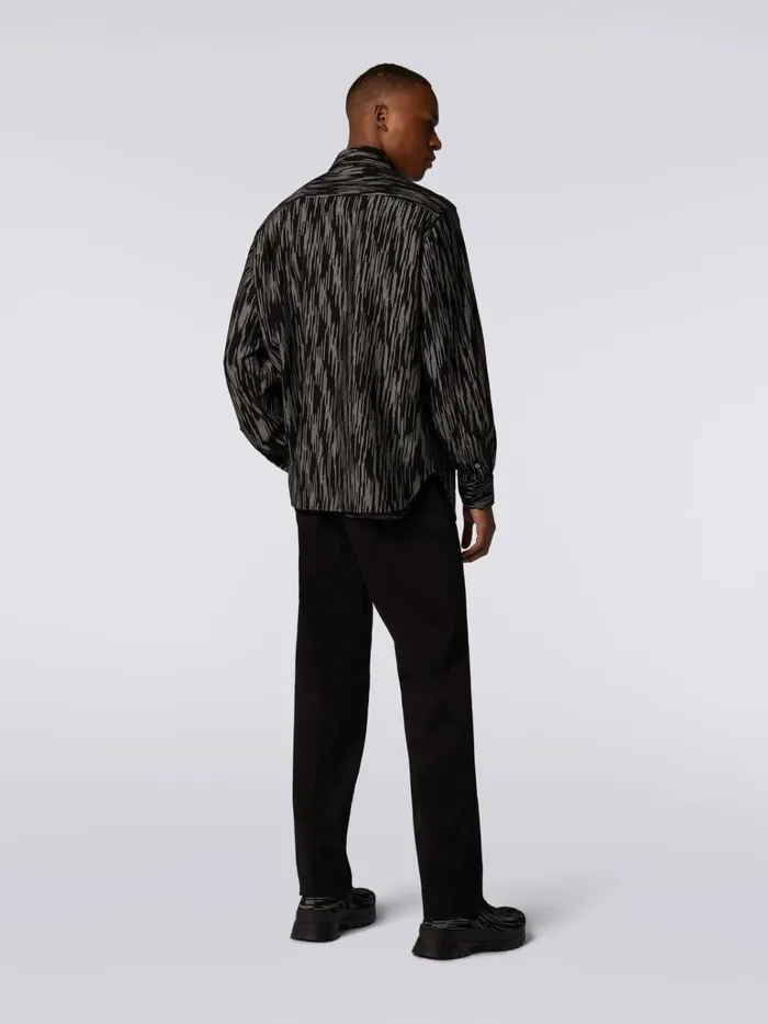 Men Cotton And Viscose Slub Shirt Black and White Missoni Shirts Men Cotton And Viscose Slub Shirt Black and White Missoni Shirts