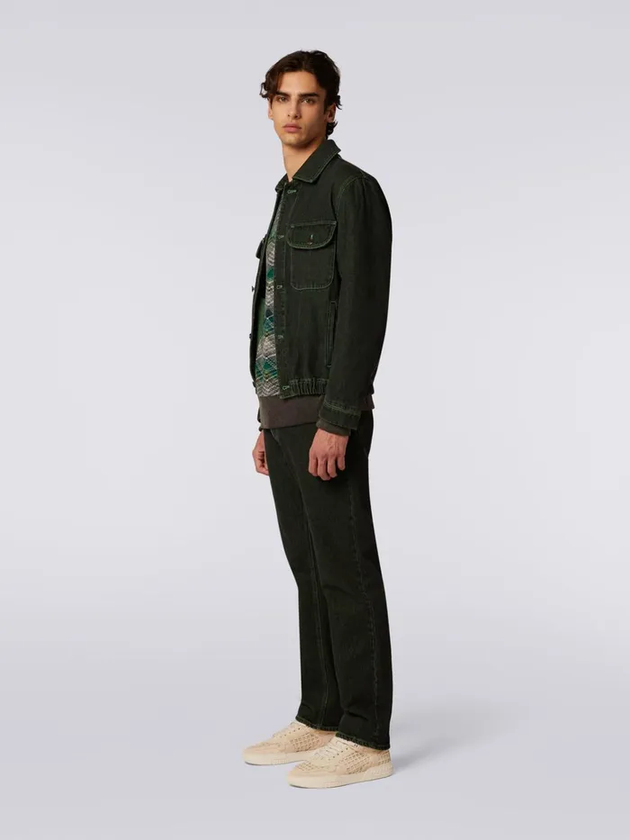 Men Denim Jacket With Embroidered Logo Green Missoni Sport Men Denim Jacket With Embroidered Logo Green Missoni Sport