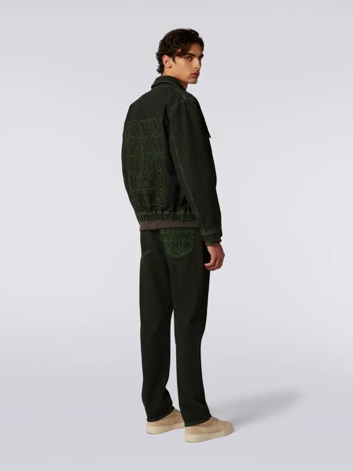 Men Denim Jacket With Embroidered Logo Green Missoni Sport Men Denim Jacket With Embroidered Logo Green Missoni Sport