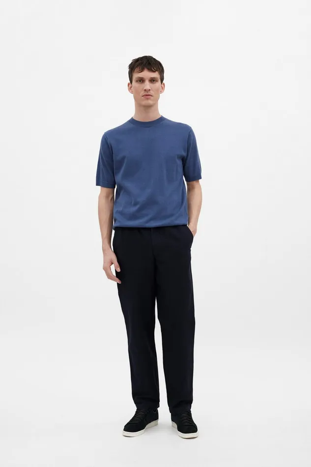 Men Ezra Relaxed Cotton Linen Trouser Dark Navy Norse Projects Trousers