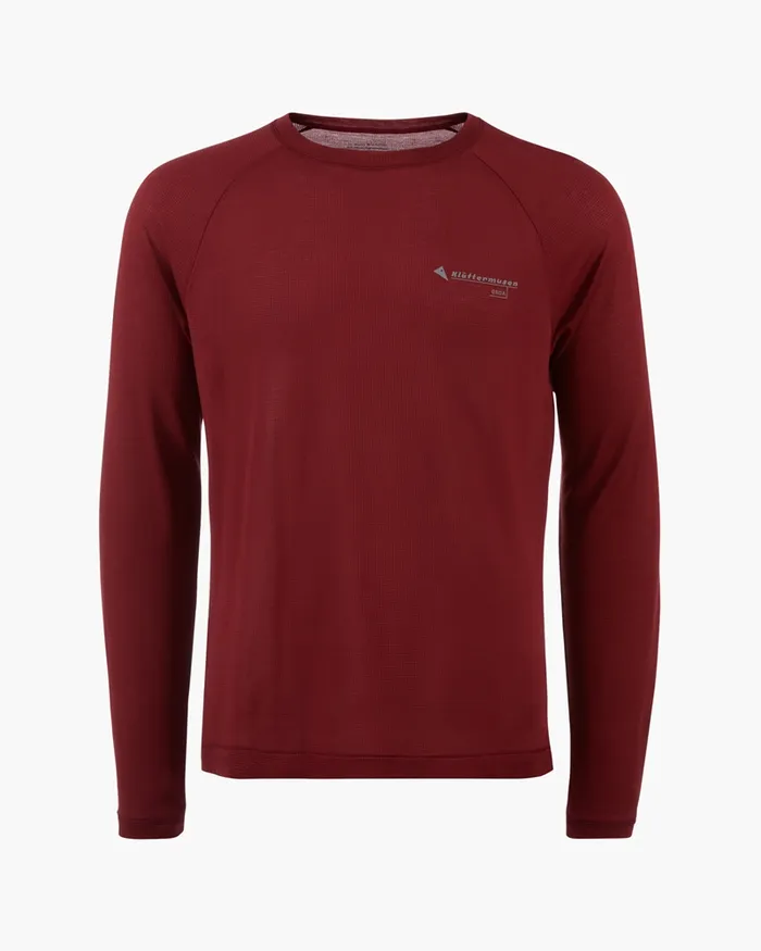 Men Groa Technical Long Sleeve Tee Ruby Red Klttermusen TShirts