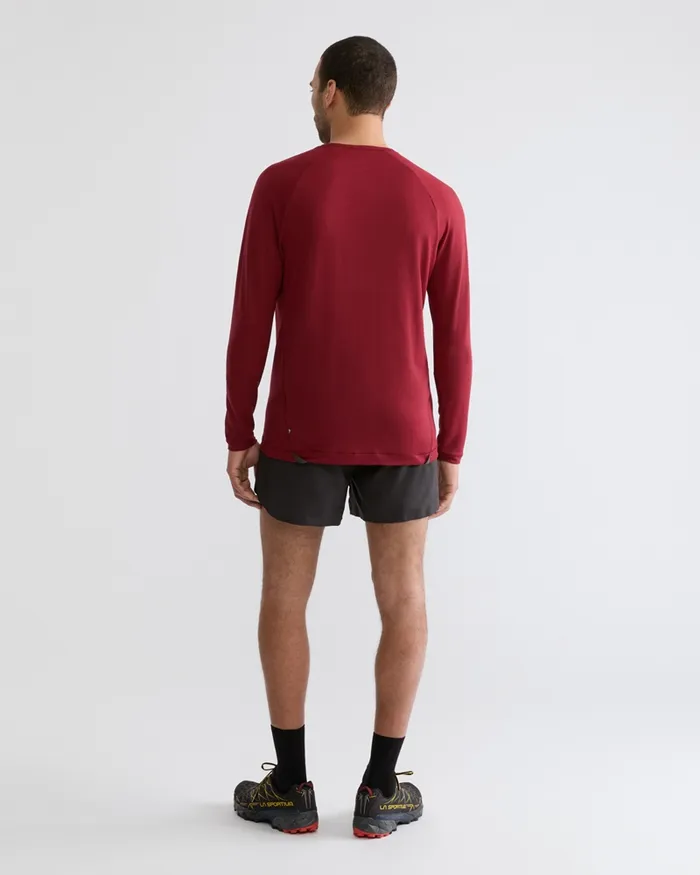Men Groa Technical Long Sleeve Tee Ruby Red Klttermusen TShirts