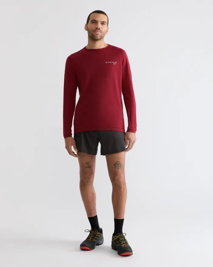 Men Groa Technical Long Sleeve Tee Ruby Red Klttermusen TShirts