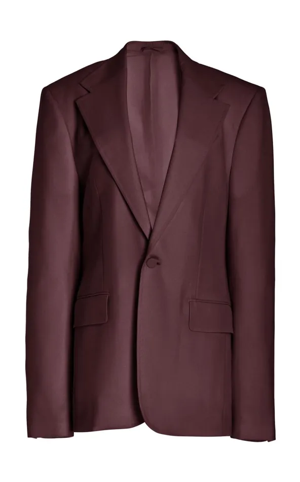 Men Jackets and Outerwear Gabriela Hearst Leiva Blazer In Deep Bordeaux Virgin Wool Twill