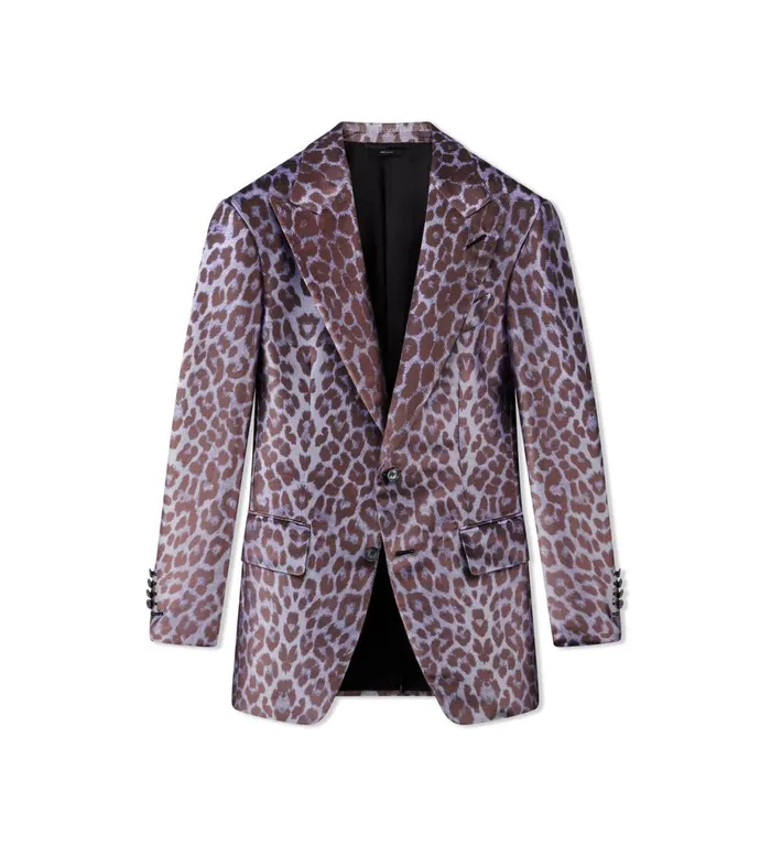 Men Jackets Tom Ford Cangiante Leopard Atticus Jacket Purple Silver