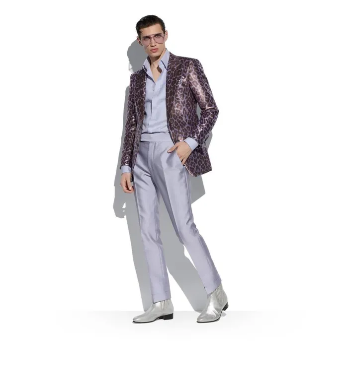 Men Jackets Tom Ford Cangiante Leopard Atticus Jacket Purple Silver Men Jackets Tom Ford Cangiante Leopard Atticus Jacket Purple Silver