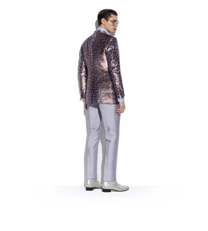 Men Jackets Tom Ford Cangiante Leopard Atticus Jacket Purple Silver Men Jackets Tom Ford Cangiante Leopard Atticus Jacket Purple Silver