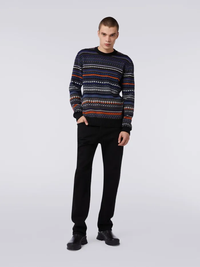Men Jacquard Wool CrewNeck Sweater Multicoloured Missoni Knitwear Men Jacquard Wool CrewNeck Sweater Multicoloured Missoni Knitwear