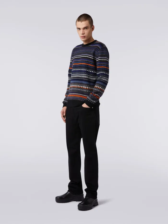 Men Jacquard Wool CrewNeck Sweater Multicoloured Missoni Knitwear Men Jacquard Wool CrewNeck Sweater Multicoloured Missoni Knitwear