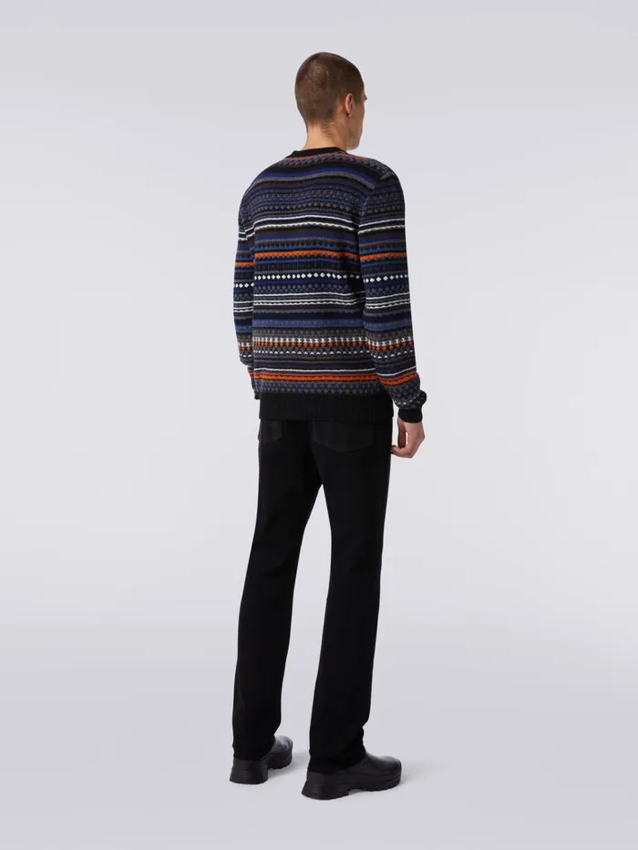 Men Jacquard Wool CrewNeck Sweater Multicoloured Missoni Knitwear Men Jacquard Wool CrewNeck Sweater Multicoloured Missoni Knitwear