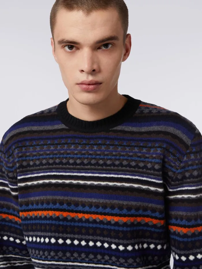 Men Jacquard Wool CrewNeck Sweater Multicoloured Missoni Knitwear Men Jacquard Wool CrewNeck Sweater Multicoloured Missoni Knitwear