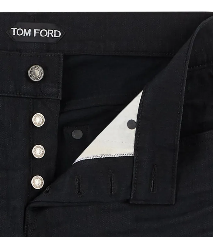 Men Jeans Tom Ford Slim Fit Stretch Japanese Selvedge Denim Black Men Jeans Tom Ford Slim Fit Stretch Japanese Selvedge Denim Black