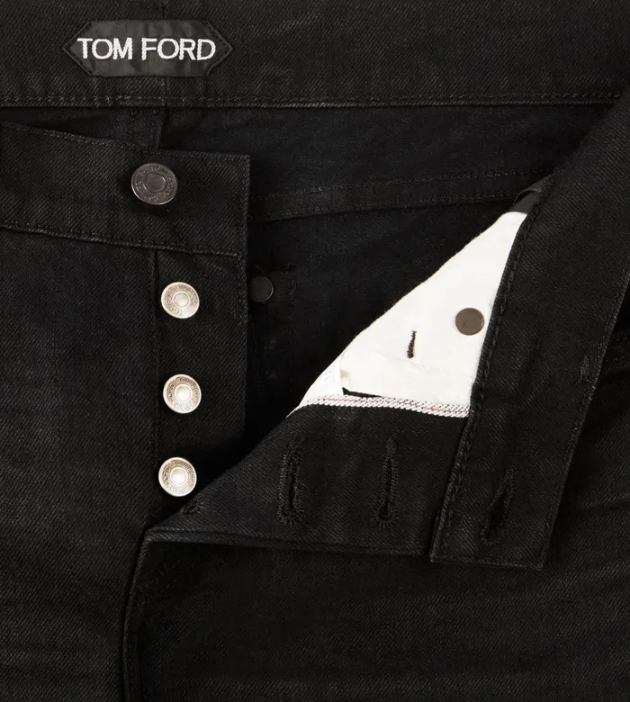 Men Jeans Tom Ford Straight Fit Stretch Japanese Selvedge Denim Black Men Jeans Tom Ford Straight Fit Stretch Japanese Selvedge Denim Black