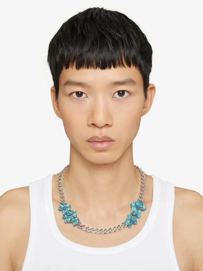 Men Jewelry Givenchy Flower Necklace In Metal And Enamel Mineral Blue Men Jewelry Givenchy Flower Necklace In Metal And Enamel Mineral Blue