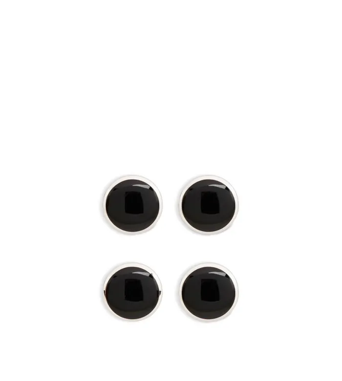 Men Jewelry Tom Ford Onyx Round Shirt Studs White Gold Men Jewelry Tom Ford Onyx Round Shirt Studs White Gold