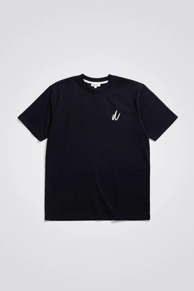 Men Johannes Chain Stitch Tshirt Dark Navy Norse Projects TShirts