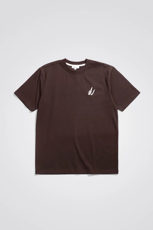 Men Johannes Chain Stitch Tshirt Heathland Brown Norse Projects TShirts