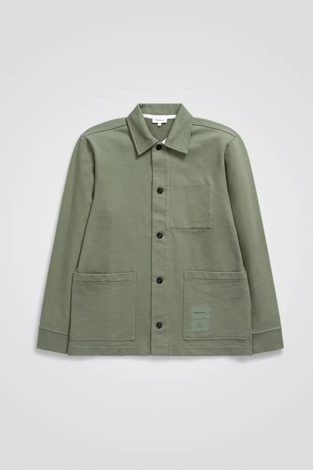 Men Jorn Tab Series Overshirt Dried Sage Green Norse Projects Overshirts