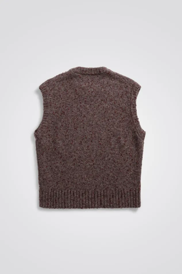 Men Manfred Tweed Vest Burgundy Norse Projects Knitwear