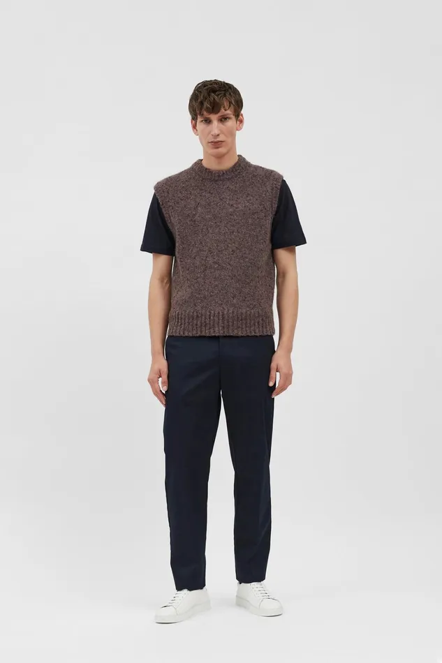 Men Manfred Tweed Vest Burgundy Norse Projects Knitwear