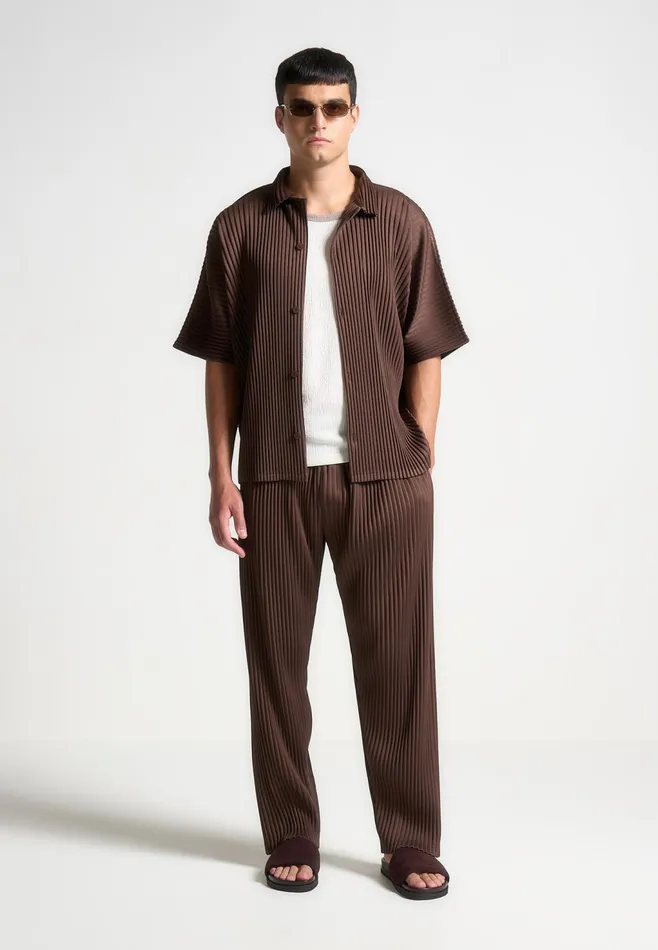 Men Manire De Voir Pleated Shirt Brown