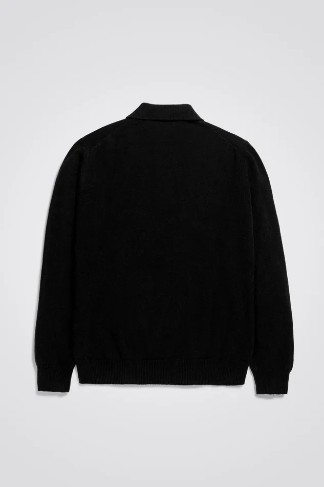 Men Marco Merino Lambswool Polo Black Norse Projects Knitwear