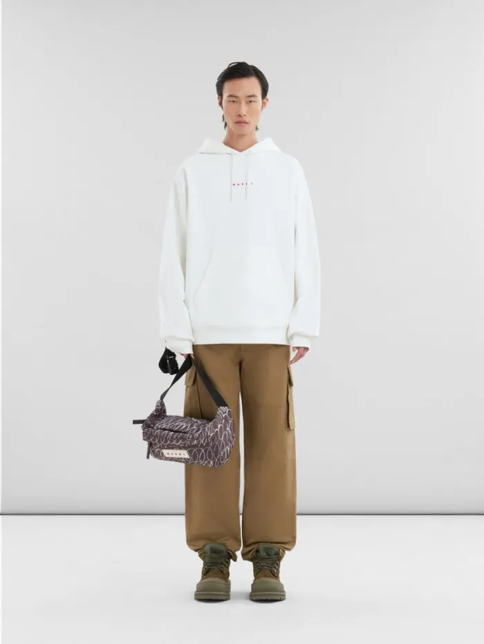 Men Marni Belt Bags Black Puff Belt Bag With Marni Scribble Print