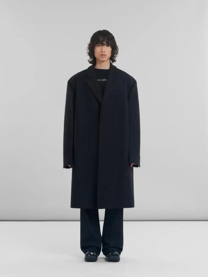 Men Marni Coats and Jackets Black Wool Oversized Coat