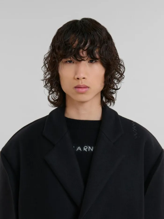 Men Marni Coats and Jackets Black Wool Oversized Coat