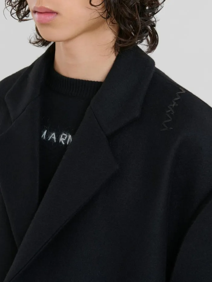 Men Marni Coats and Jackets Black Wool Oversized Coat