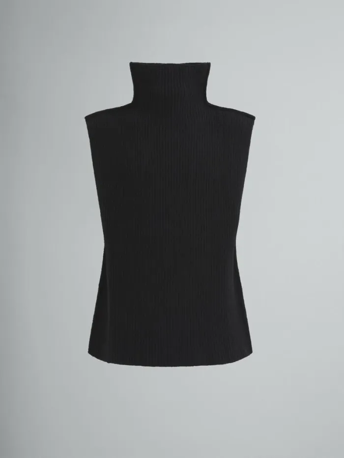 Men Marni Knitwear Black Ribbed Wool Vest