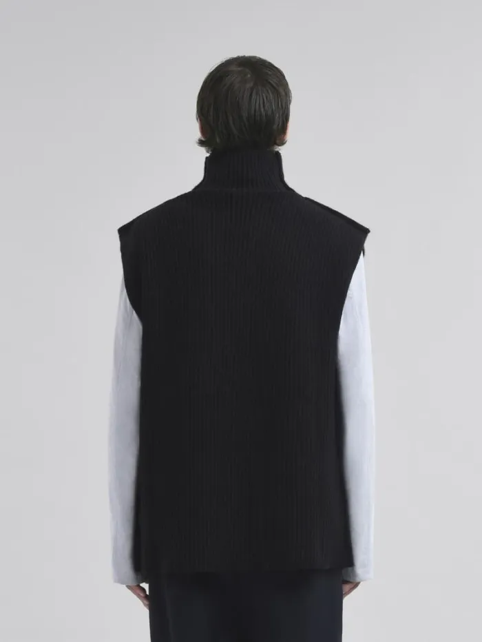 Men Marni Knitwear Black Ribbed Wool Vest
